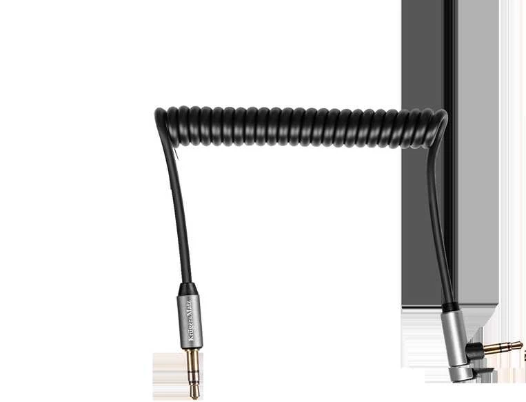 Kruger & Matz Basic AUX - AUX 3.5mm spyruoklinis kabelis 1m Juodas
