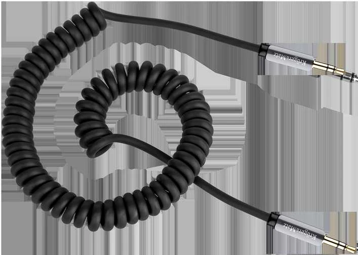 Kruger & Matz AUX - AUX 3.5mm spyruoklinis kabelis 1.5m Juodas