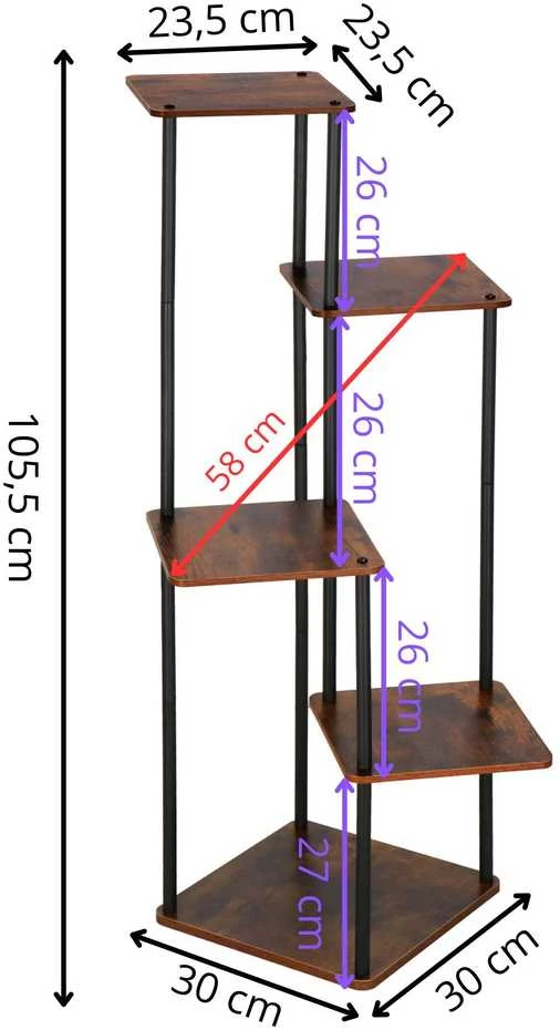 Augalų stovas Springos 5 aukštų, 106 cm