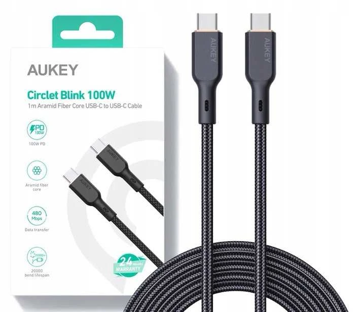 Kabelis Aukey CB-KCC101 USB-C į USB-C 1m (juodas)