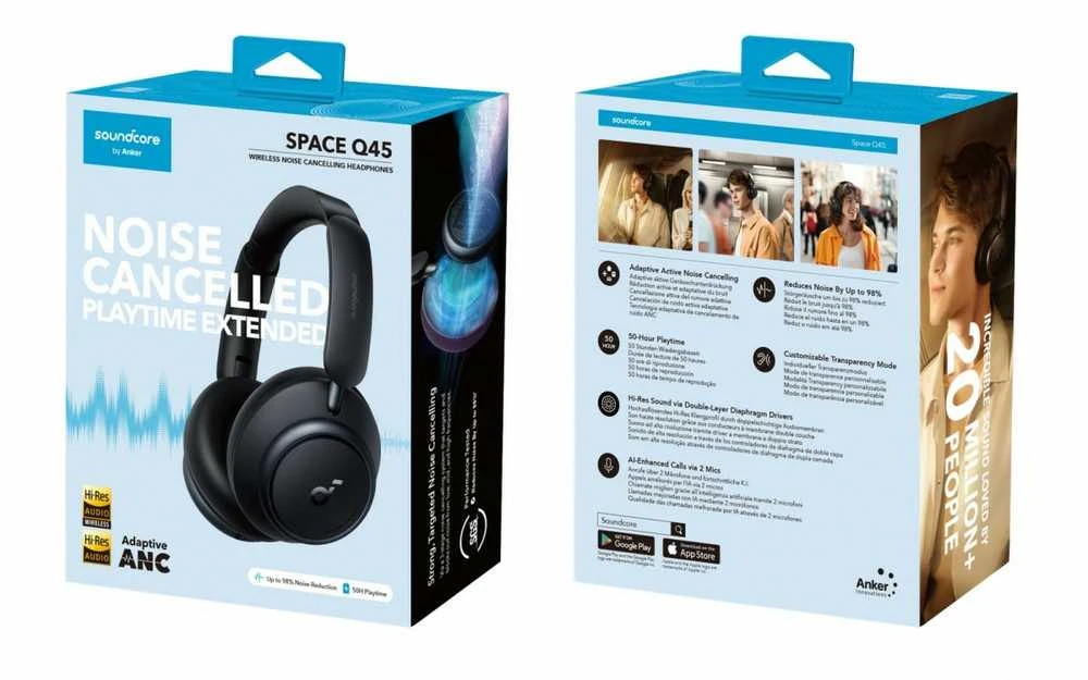 Ausinės Anker Soundcore Space Q45, Mėlynos spalvos