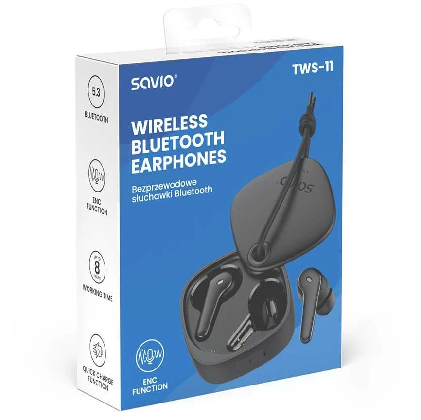 Ausinės Savio TWS-11 juoda