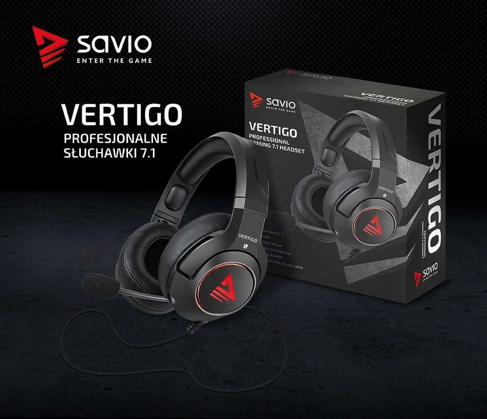 Žaidimų ausinės 7.1 virtual surround Savio VERTIGO su USB jungtimi