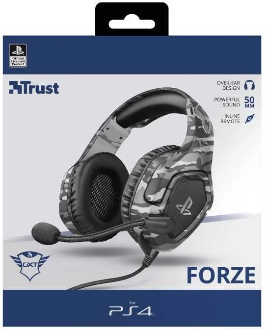 Žaidimų ausinės Trust GXT 488 Forze-G PS4 Ausinės Žaidimams PlayStation® official licensed product, Pilkos, 23531