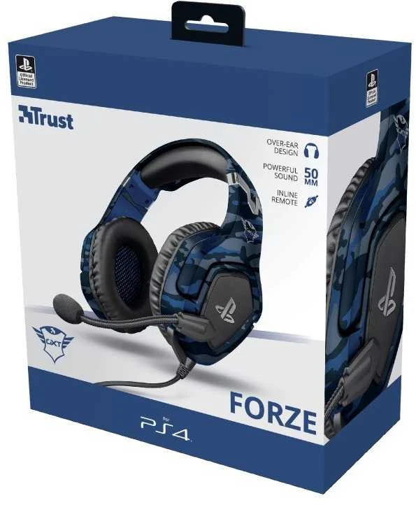 Žaidimų ausinės Trust GXT 488 Forze-B PS4 oficialus licencijuotas produktas, Mėlynos, 23532