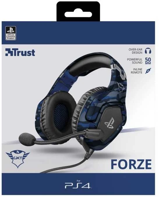 Žaidimų ausinės Trust GXT 488 Forze-B PS4 oficialus licencijuotas produktas, Mėlynos, 23532