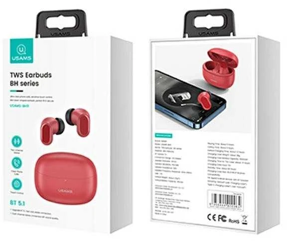 Ausinės Usams BH11 mini TWS, raudona