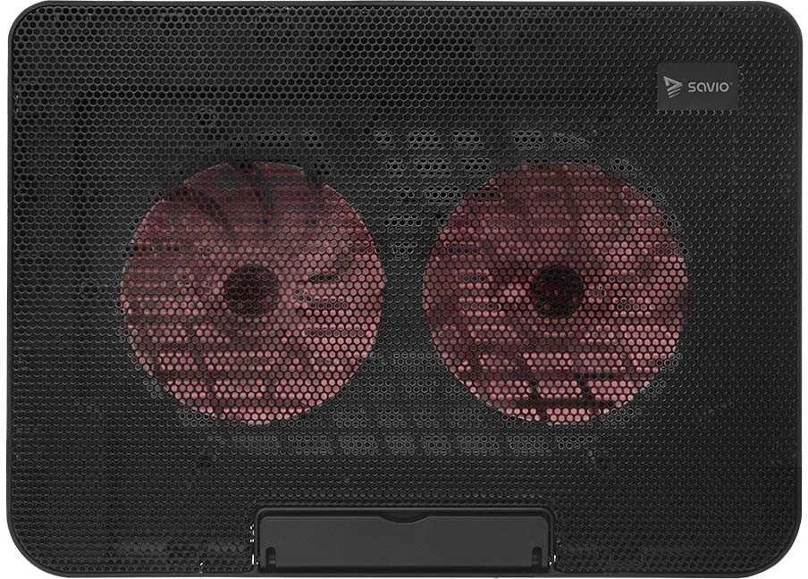 Nešiojamo kompiuterio aušintuvas - Savio COS-02 su 2 Ventiliatoriais, USB, Juodas, Raudonas Apšvietimas