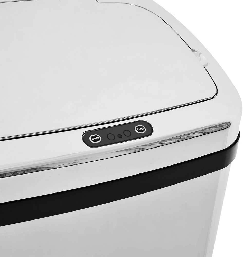 HOMCOM automatinė šiukšliadėžė su jutikliu, virtuvinė šiukšliadėžė iš nerūdijančio plieno, 50/68 l, sidabrinė (50 l)