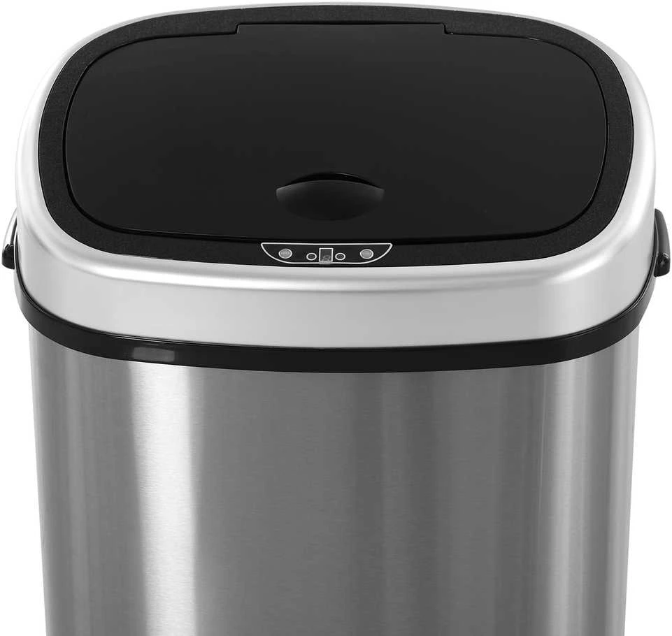 HOMCOM 58L šiukšliadėžė, automatinė su infraraudonųjų spindulių jutikliu, higieniška, didelė, nerūdijantis plienas, sidabrinė, I40,9xP28,9xA68 cm