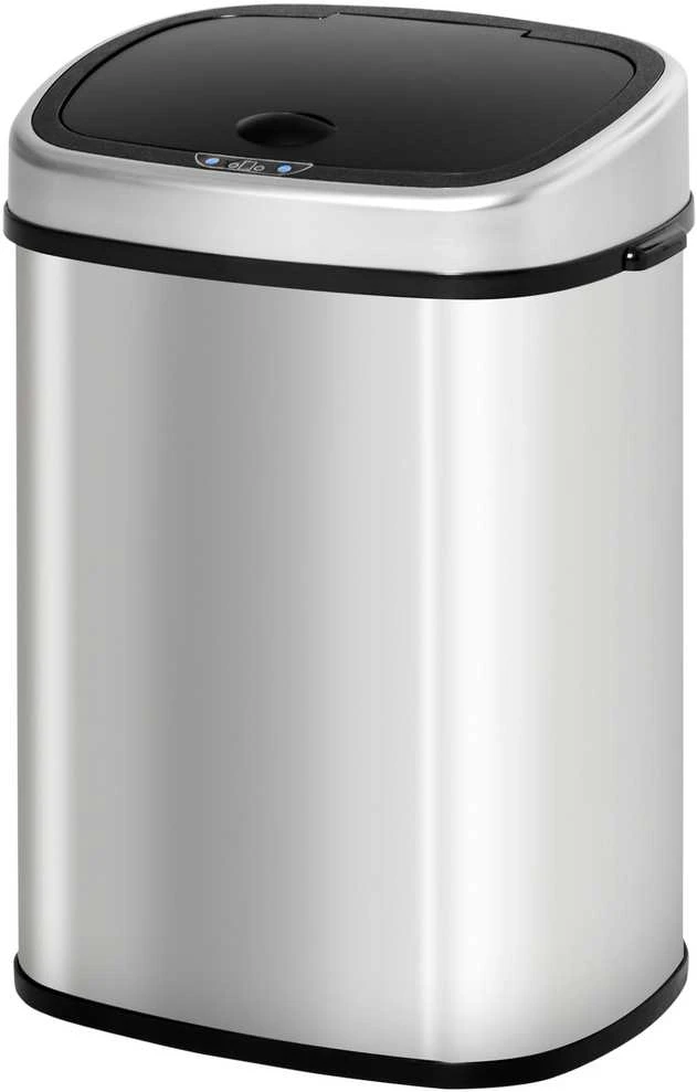 HOMCOM 48L šiukšliadėžė, automatinė virtuvinė šiukšliadėžė su infraraudonųjų spindulių jutikliu, higieniška, nerūdijančio plieno, sidabrinė, 40,5x29,5x68 cm