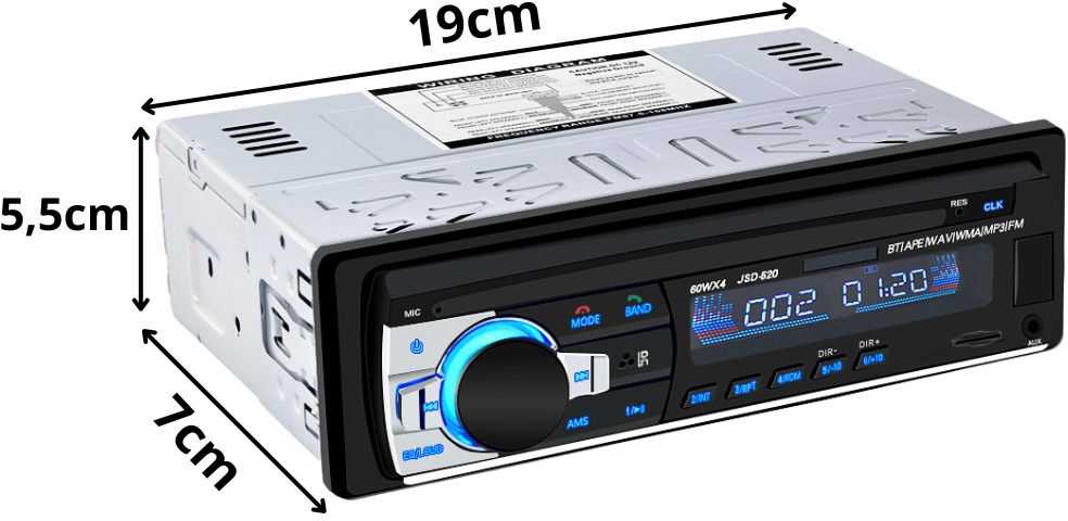 Automagnetola Automobilinė radija 1-DIN su Bluetooth ir USB