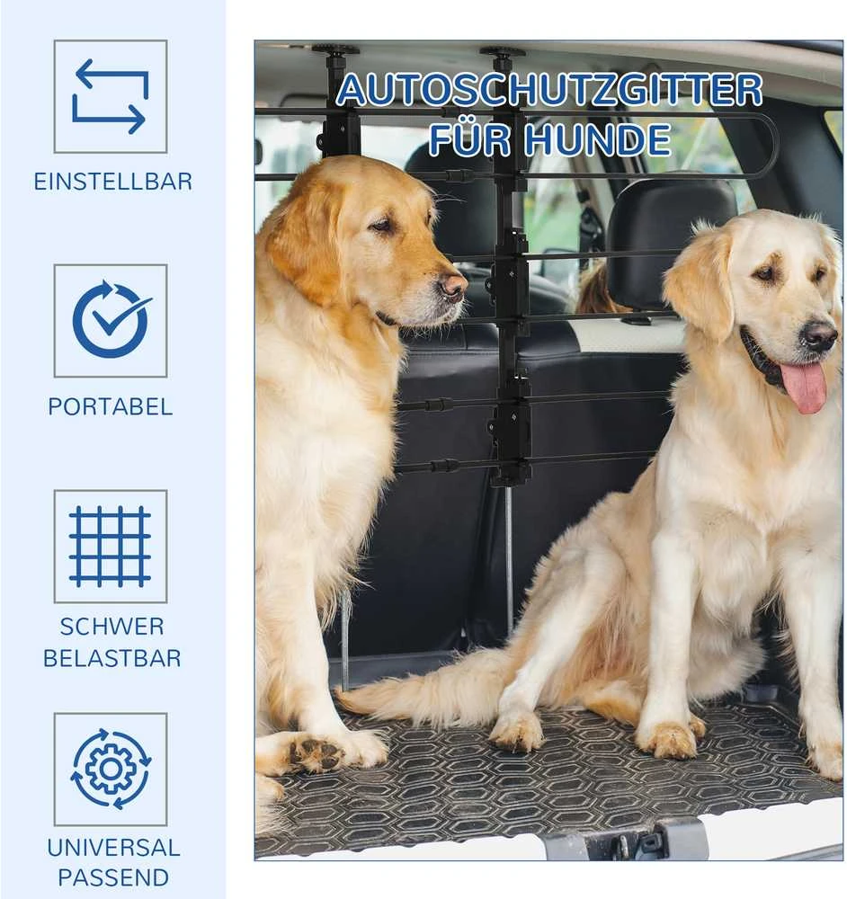 PawHut universalus reguliuojamas bagažinės pertvaros tinklelis, automobiliui, plieno, 89-150x76-124 cm