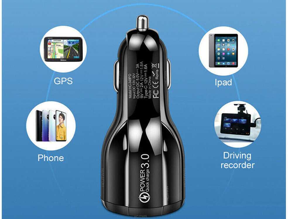 Automobilinis įkroviklis 2xUSB QuickCharge 3.0