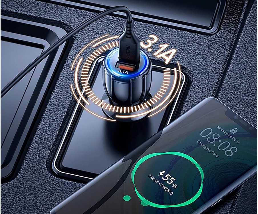 Automobilinis įkroviklis 2xUSB QuickCharge 3.0