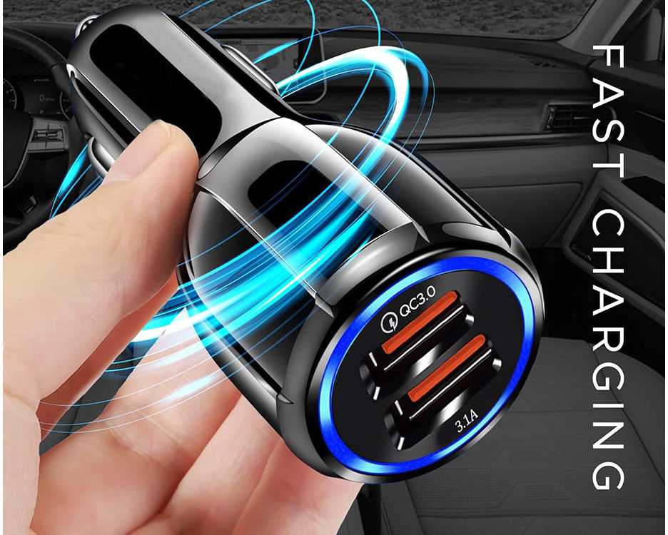 Automobilinis įkroviklis 2xUSB QuickCharge 3.0