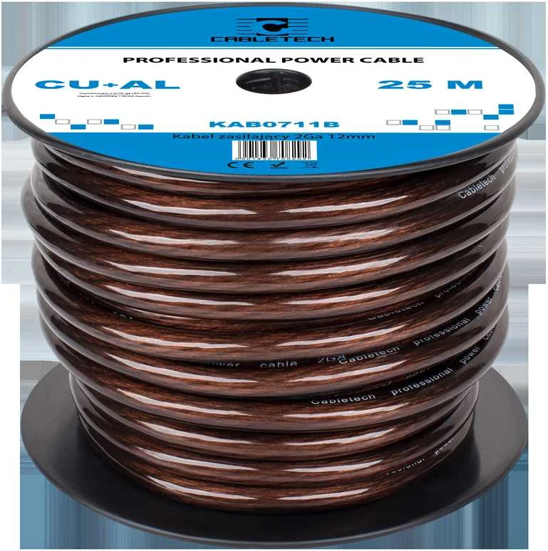Cabletech 2Ga 12mm maitinimo kabelis 25m ritėje