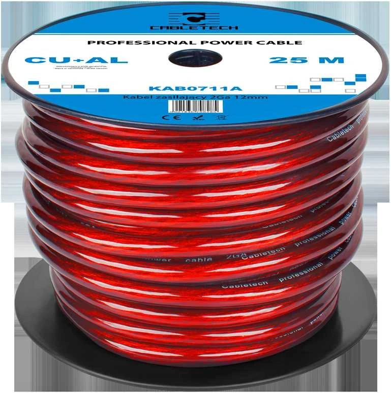 Cabletech raudonas 2Ga maitinimo kabelis ritėje
