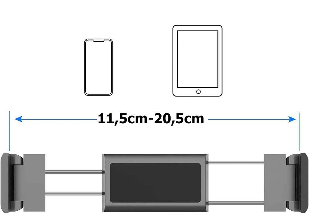 Automobilinis planšetės ir telefono laikiklis, juodas