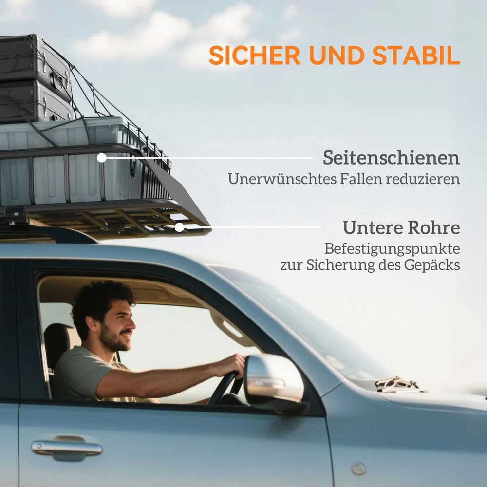 HOMCOM universalus stogo krepšys bagažinėms su apsauga nuo vėjo, plieno krovinių laikiklis, automobilinis stogo krepšys, keliamoji galia iki 90,7kg, stogo bagažinė visureigiams ir sunkvežimiams, 110,5 x 99,5 x 18,5 cm, juodas