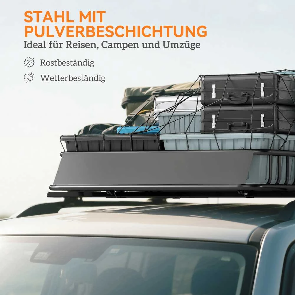 HOMCOM universalus stogo krepšys bagažinėms su apsauga nuo vėjo, plieno krovinių laikiklis, automobilinis stogo krepšys, keliamoji galia iki 90,7kg, stogo bagažinė visureigiams ir sunkvežimiams, 110,5 x 99,5 x 18,5 cm, juodas