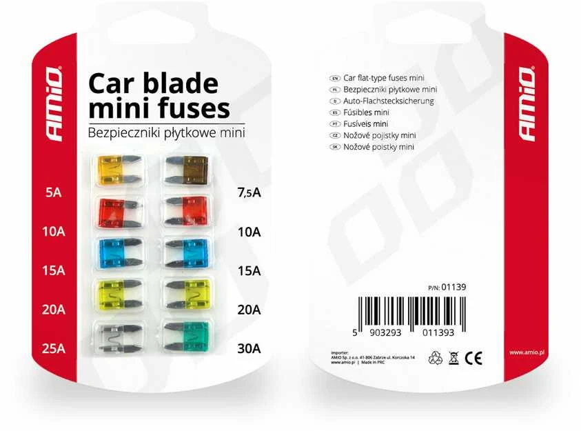 Amio Automobilinių saugiklių komplektas 10vnt.