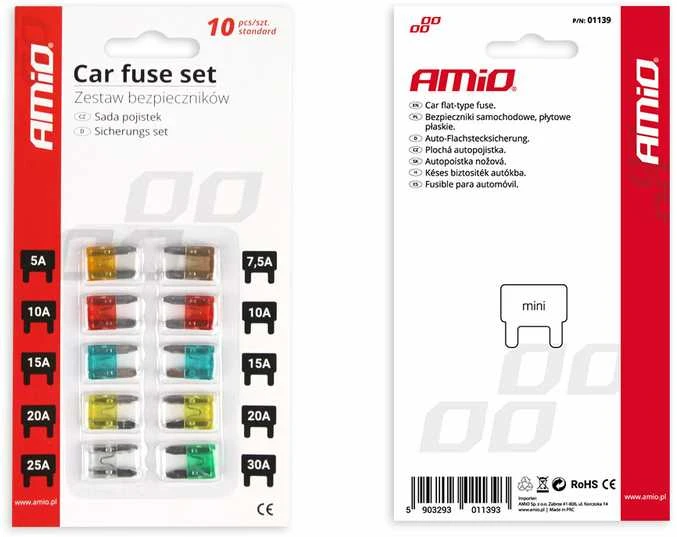 Amio Automobilinių saugiklių komplektas 10vnt.