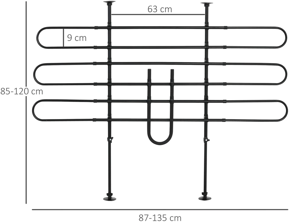 Automobilio atitvaras šunims, reguliuojamo pločio ir aukščio, juodas, 87–135 × 85–120 cm