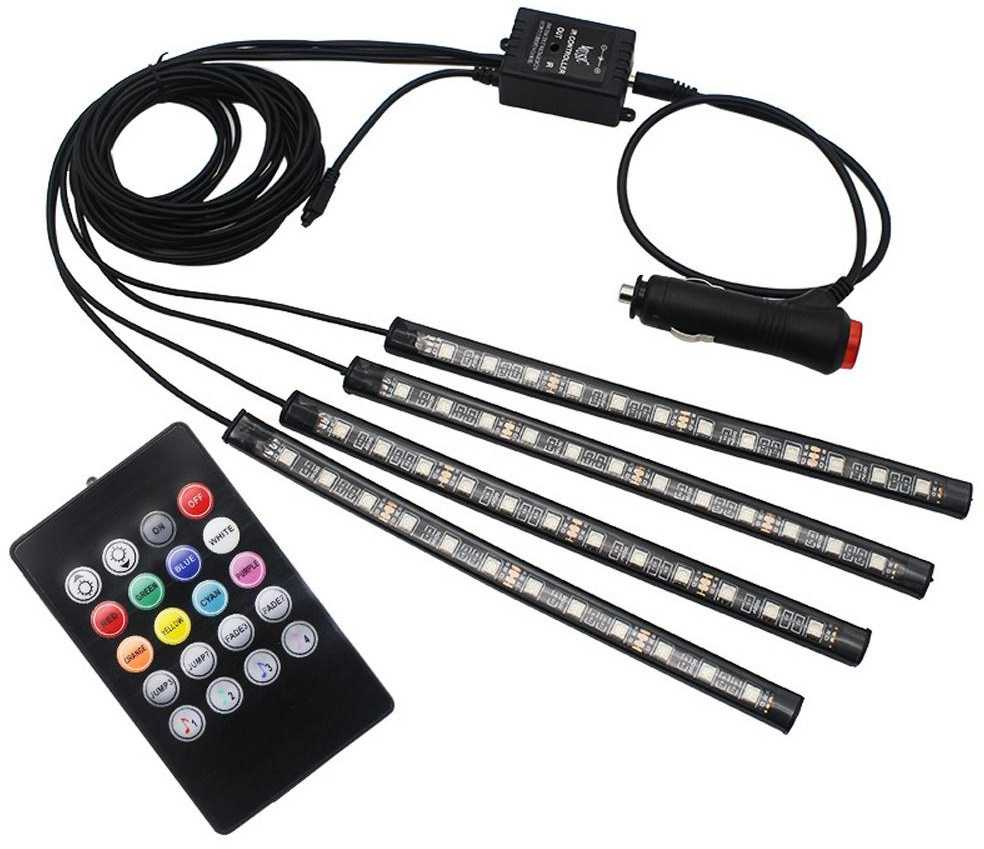 Automobilio LED apšvietimas su nuotolinio valdymo pultu