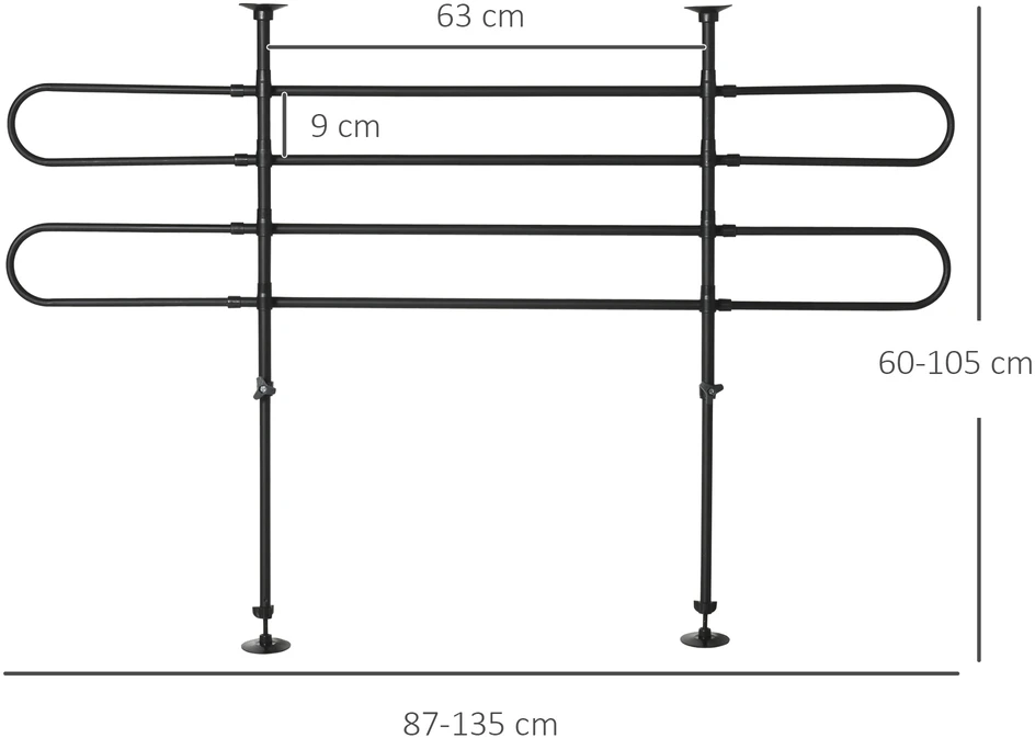 Automobilio skiriamosios grotelės, reguliuojamos, juodos, 60–105 × 87–135 cm