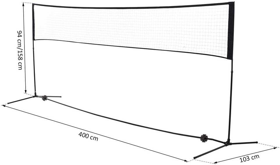 HOMCOM Badmintono tinklas Tinklinio ir teniso tinklas, nešiojamas, 2 aukščiai 94/158 cm, PE, 400x60 cm