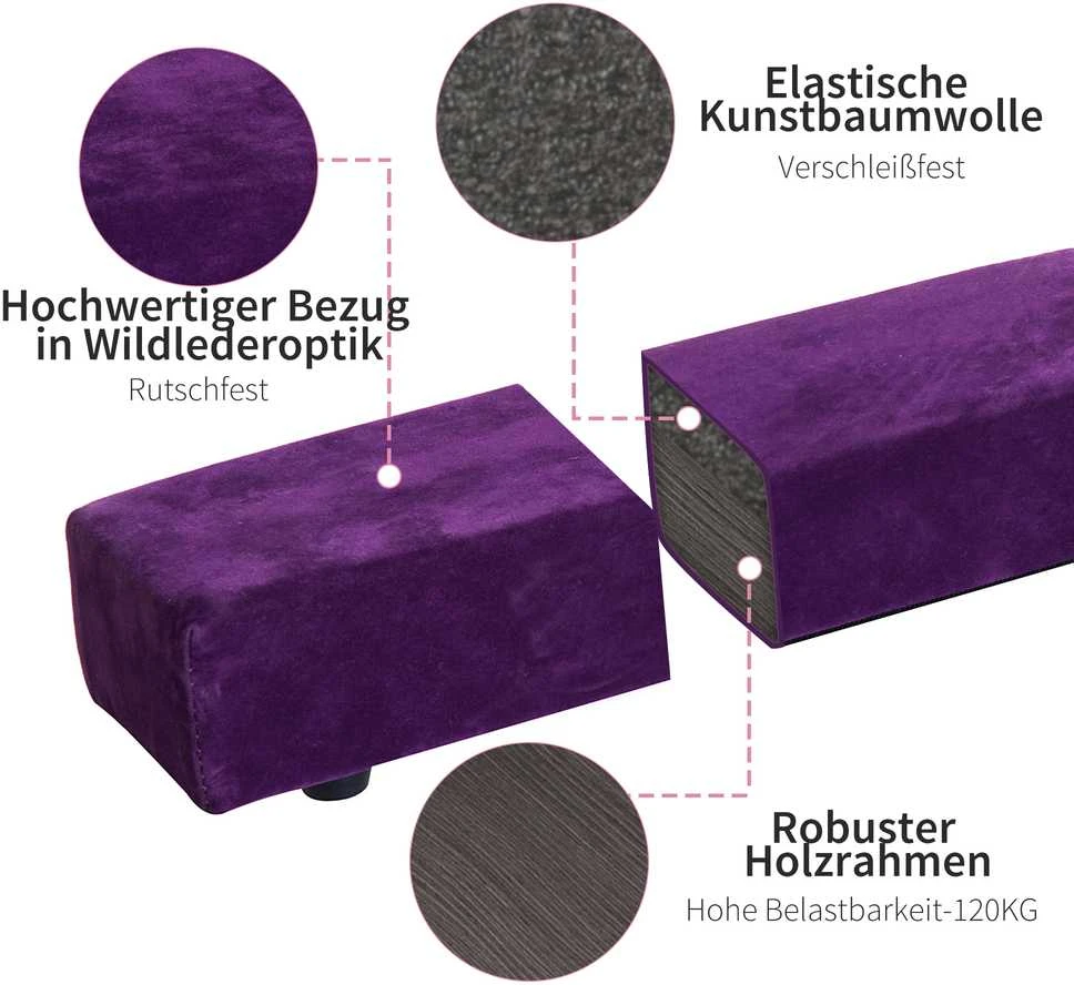 HOMCOM 210 cm gimnastikos balansas, skirtas naudoti lauke ir viduje, sulankstomas, iki 120 kg, violetinis