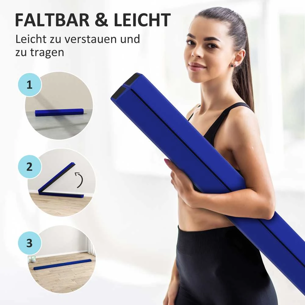 SPORTNOW 236 cm sulankstomas gimnastikos buomas, nešiojamas, neslystantis balansavimo buomas, skirtas gimnastikai ir pusiausvyros pratimams, iki 80 kg, vaikams nuo 3 metų, vidaus ir lauko naudojimui, mėlynas