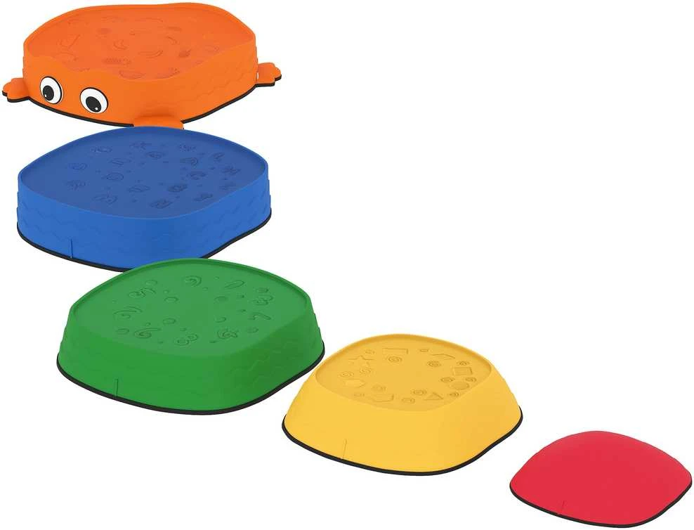 AIYAPLAY 5 dalių balansavimo akmenų rinkinys, sudedami, varlės formos, plastikiniai, spalvoti