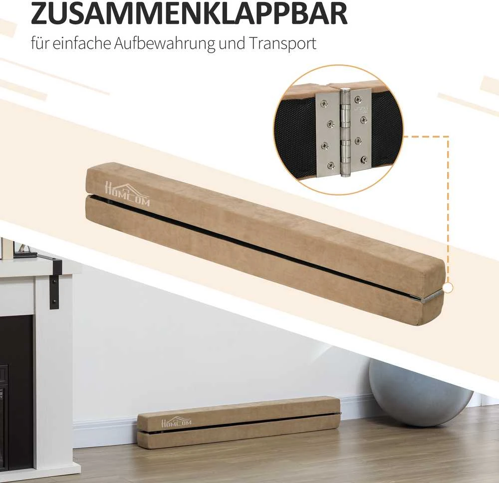 HOMCOM 210 cm gimnastikos balansavimo sija, skirta naudoti viduje ir lauke, sulankstoma, iki 120 kg, ruda
