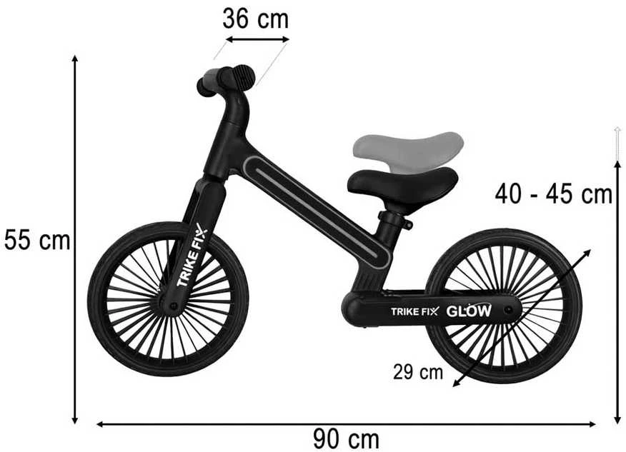 Balansinis dviratis Trike Fix Glow LED rėmas, juodas
