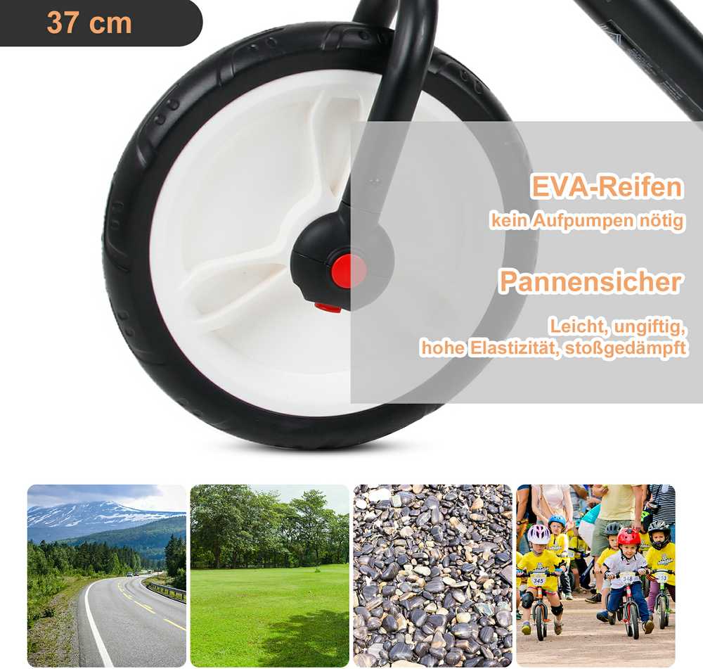 HOMCOM vaikiškas balansinis dviratukas su mokomaisiais ratukais, pedalais, reguliuojamo aukščio sėdynė, skirtas 2-5 metų vaikams, PP, juodas