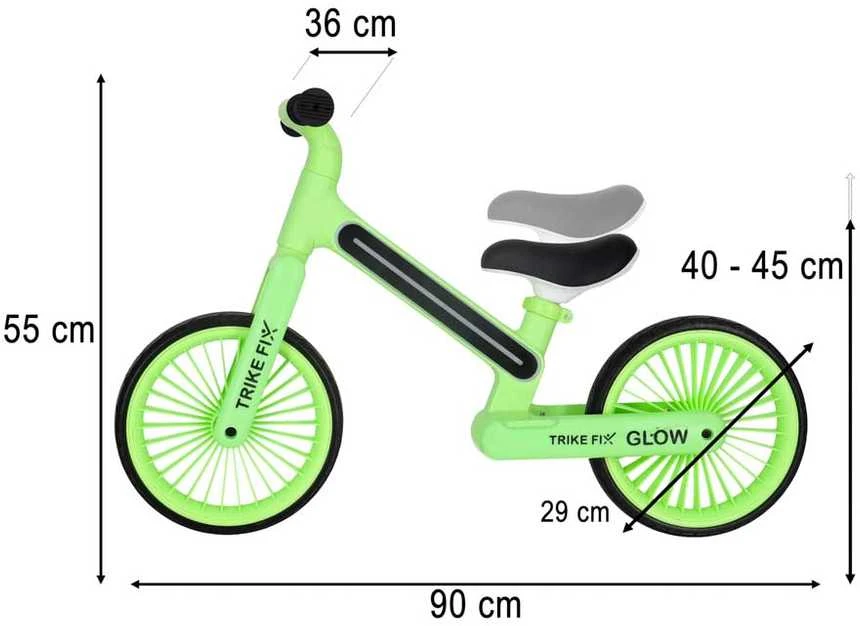 Balansinis dviratis Trike Fix Glow LED rėmas, neoninė žalia