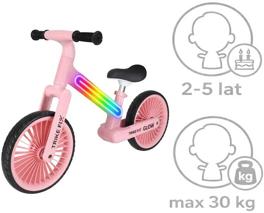 Balansinis dviratis Trike Fix Glow LED rėmas, rožinis