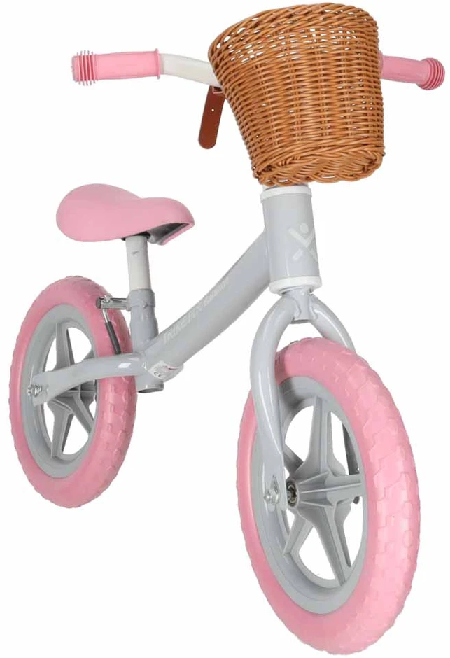 Balansinis dviratukas su krepšeliu ir EVA ratais, rožinis, 78 cm