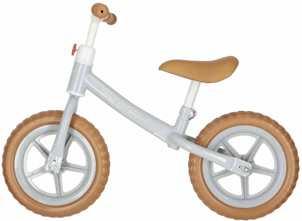 Balansinis dviratukas su krepšeliu ir reguliuojamu balneliu, rudas, 78 cm