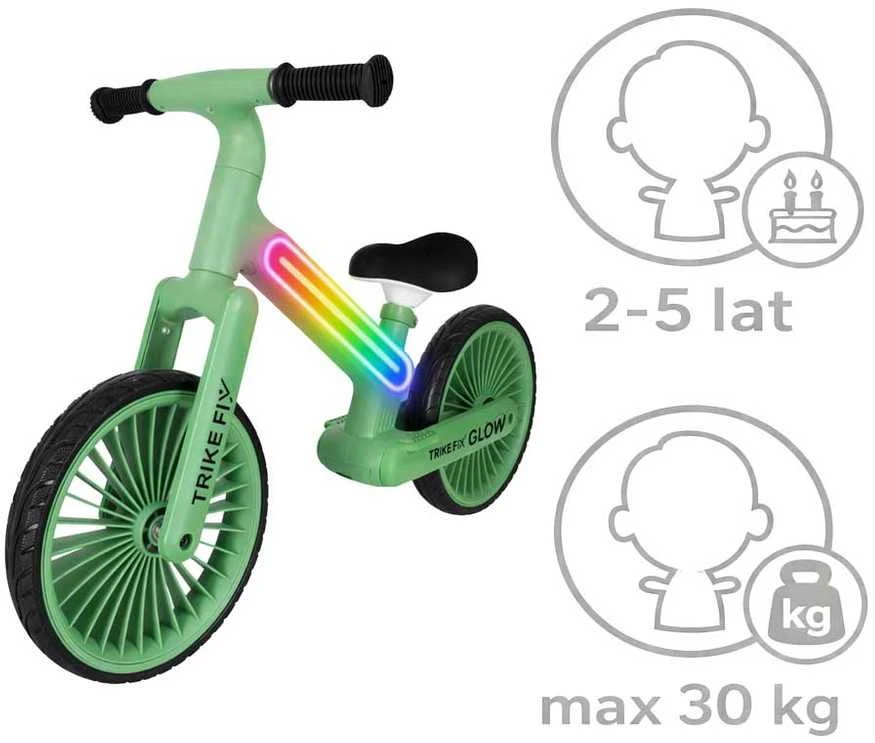 Baby Mix Balansinis dviratis Trike Fix Glow LED rėmas, žalias