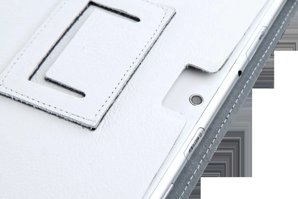 QUER Baltas dėklas, skirtas Samsung Galaxy Tab P5100 (natūrali oda)