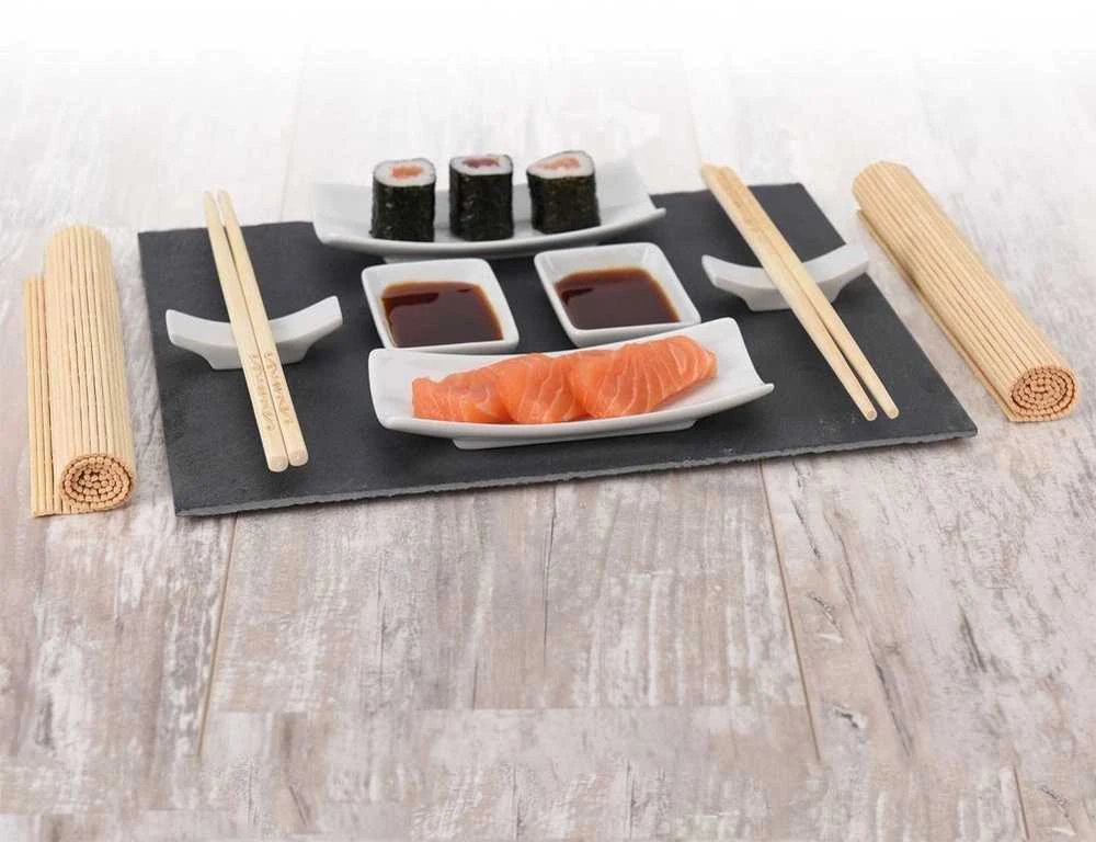Excellent Houseware Sushi rinkinys 13 vnt. porceliano, bambuko ir akmens