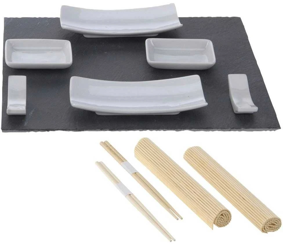 Excellent Houseware Sushi rinkinys 13 vnt. porceliano, bambuko ir akmens