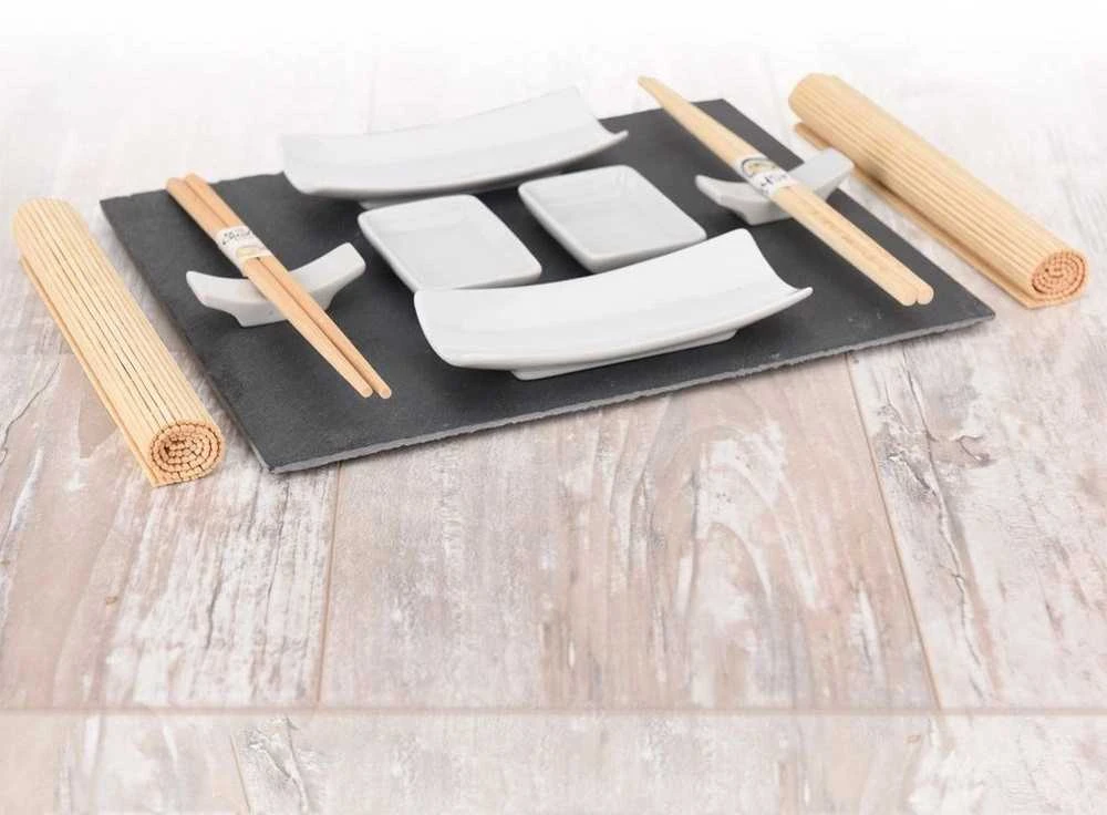 Excellent Houseware Sushi rinkinys 13 vnt. porceliano, bambuko ir akmens