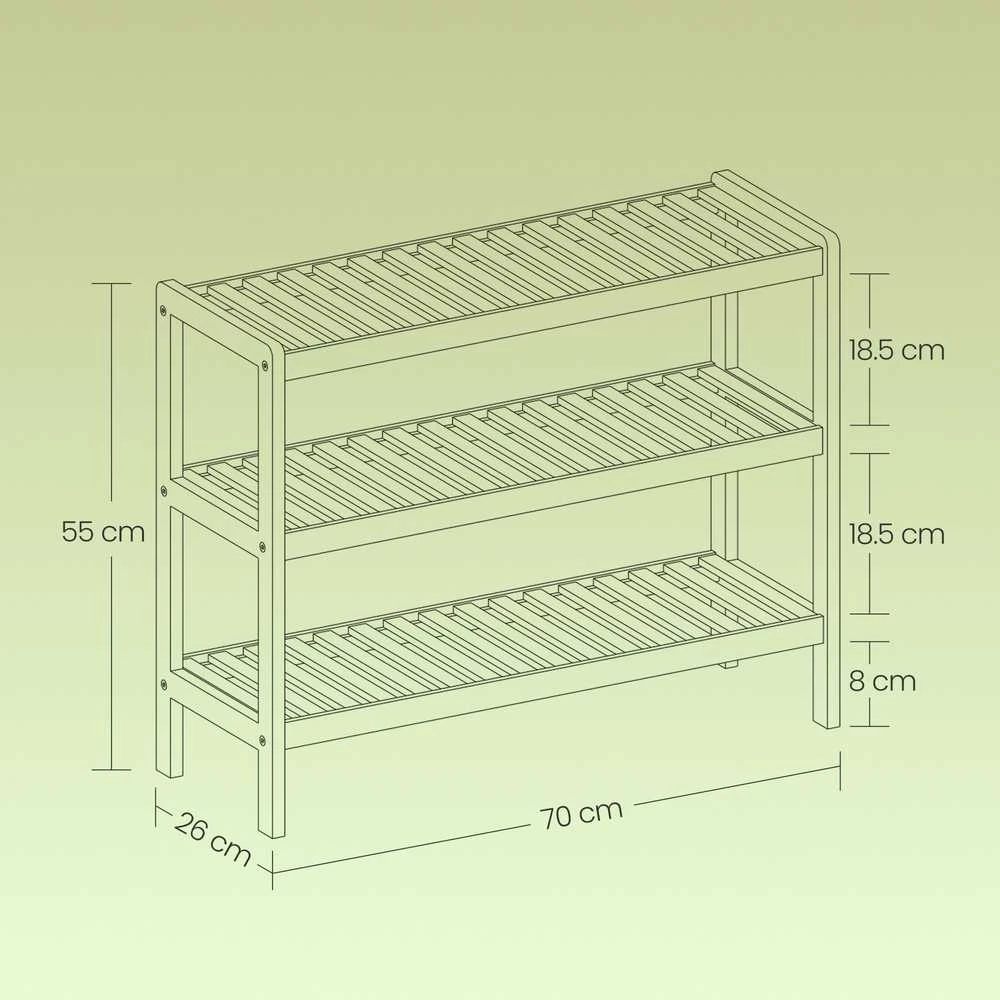 Songmics Bambukinė batų lentyna 70x55x26 cm balta