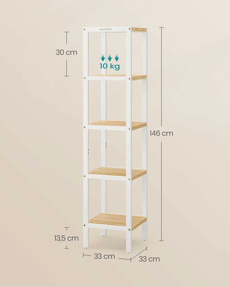 Songmics Bambukinė lentyna 5 lygių 33x33x146 cm
