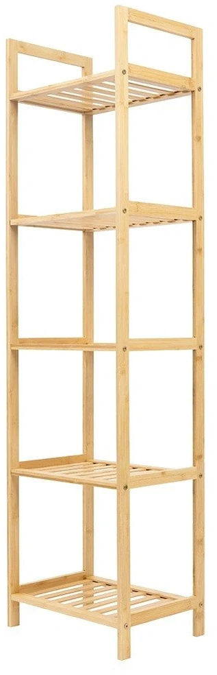 Bambukinė lentyna su 5 lentynomis, smėlio spalvos, 35 × 25 × 127,5 cm