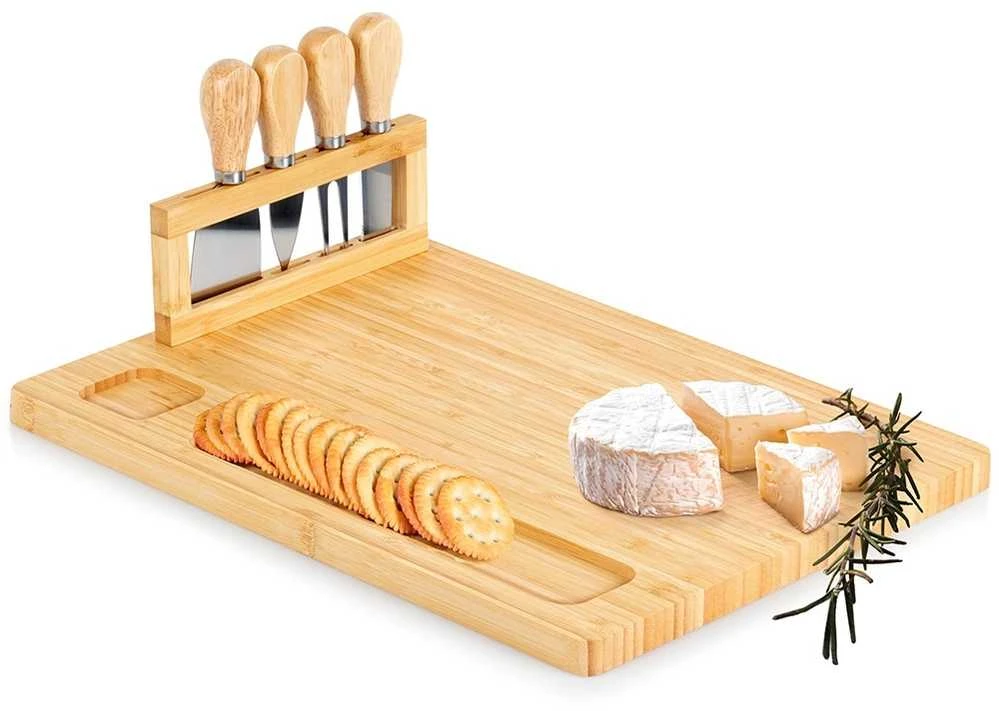 Bambukinė sūrių lenta- padėklas su peiliais Vilde 38,5x28 cm